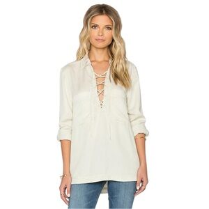🩷 Free People Cream Under Your Spell Long Sleeve
Lace-Up Blouse Size Medium